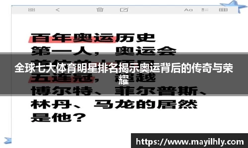 全球七大体育明星排名揭示奥运背后的传奇与荣耀